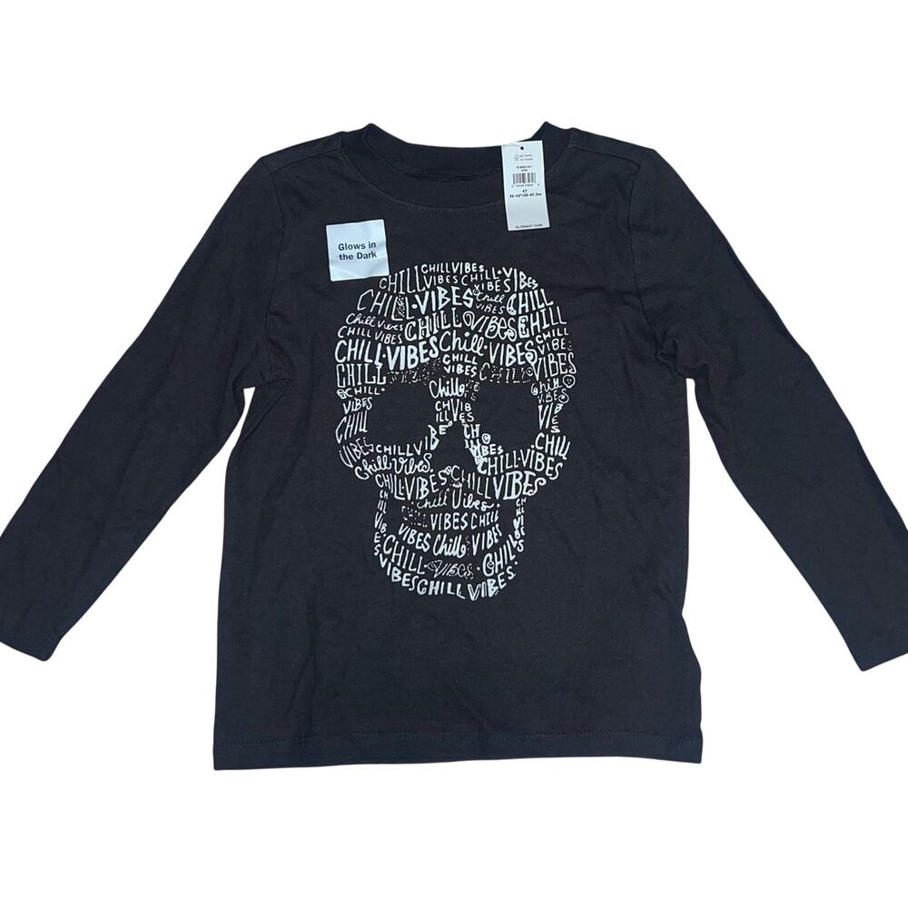 Halloween 4T Boys Glow in Dark Skull Old Navy Long Sleeve Tee - NEW!!